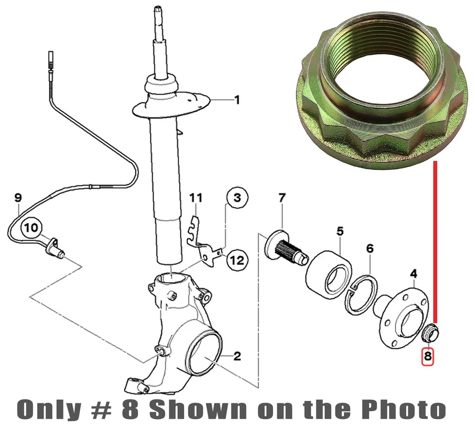 Tuerca de eje de eje de husillo delantero trasero OEM medio eje tuerca de cuello para BMW Serie 1 - 8 M X Z Foto 4 de 4