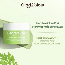 Glad2Glow Clay Mask Salicylic Acid Acne Control Real Mugwort 30g