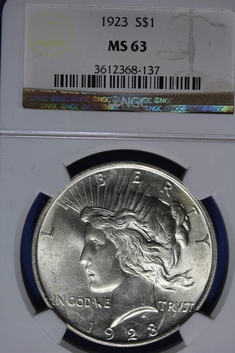 1923 NGC MS63 PEACE SILVER DOLLAR #B49496