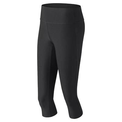 NEW BALANCE WOMEN'S SPACE DYE CAPRI LEGGINGS BLACK GYM WORKOUT