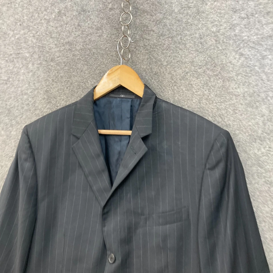 Valentino Suit Jacket Mens 44 Large Black Pinstripe Business Formal Event A1105 - image 3 of 4