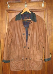 Vintage Leather Barn Coat Field Jacket Winlit Farm Roomy Size
