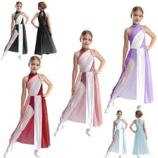 Kids Girls Dress Modern Dancewear Lyrical Leotard Ballet Competition Latin