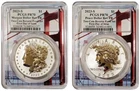 2023-S Reverse Proof MORGAN N PEACE DOLLAR NGC PF70 FDOI Golden Gate Coins Set.