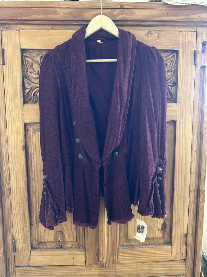 Jaqueta militar Free People Throwback manga sino desgastada blazer alargado XS - Imagem 4 de 4