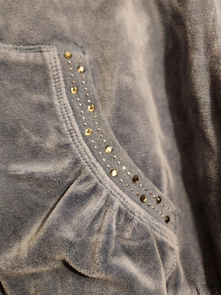 Sudadera con capucha SJB Active Jr PM de terciopelo azul con cremallera completa para mujer Foto 4 de 4