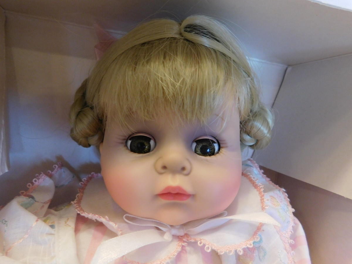 Vintage 14” Madame Alexander Pink Stripe Pussy Cat Doll 1994 Blond