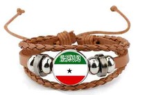 Somaliland Brown Leather Bracelet And Velvet Gift Bag