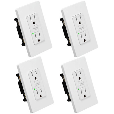 GREENCYCLE 4PK GFCI Outlet 15Amp Weather Resistant Tamper Resistant, ETL Listed