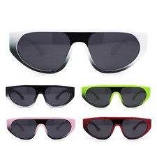 Retro Flat Top Shield Racer Plastic Subtle Cat Eye Sunglasses