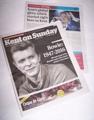 DAVID BOWIE: 1947   2016 KENT ON SUNDAY NEWSPAPER TRIBUTE JANUARY 17, 2016
