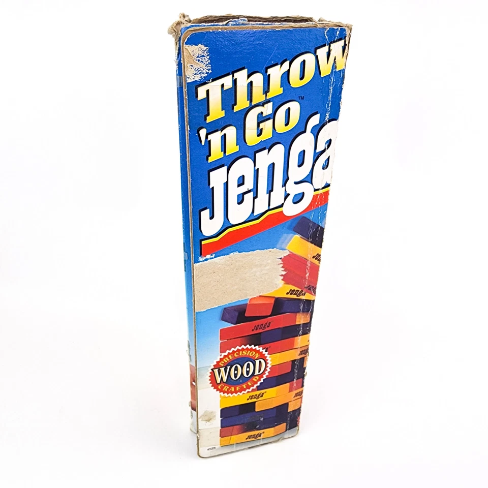 Vintage Throw N Go Jenga 1995 Game Milton Bradley Wood Pieces Color Blocks - Image 3 of 4