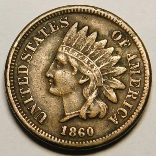 1860 Indian Head Cent Penny VF-EF Pointed Bust (FS-401)   "Actual Coin Pictured"
