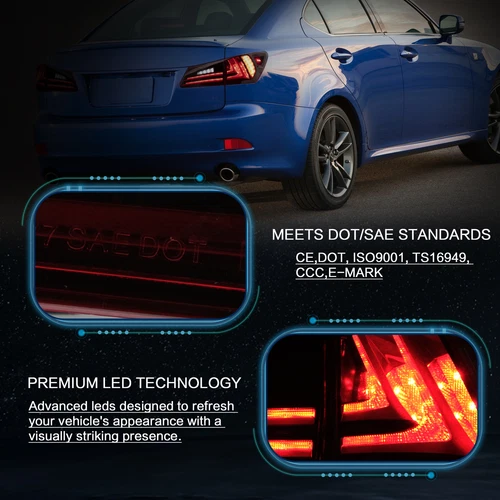 VLAND Clear LED Headlights + Red Tail Lights For Lexus IS250 350 ISF 2006-2013 - Picture 10 of 15