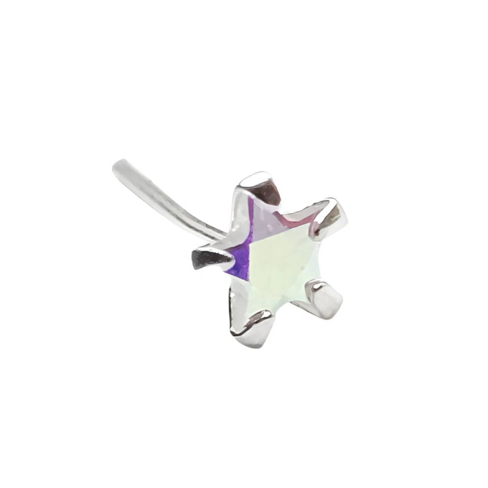 Star Nose Stud CZ AB 3,5 mm 22 g (0,6 mm) argento sterling 925 10 mm L perno ... - Immagine 2 di 4