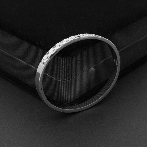 Bracciale acciaio inox colore argento con strass braccialetto donna elegante braccialetto - Foto 2 di 4