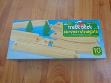 VINTAGE ELC WOODEN TRAIN RAILWAY 2456 TRACK PACK - 4 STRAIGHTS 4 CURVES 2 TREES