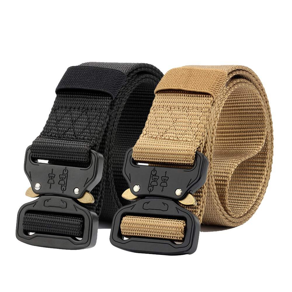 2 Pack Nylon Belt, Heavy Duty Waist Belt, Military Belt with Heavy-Duty Quick...