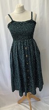 Ladies Green Polka Dot Midi Dress Sleeveless Size M