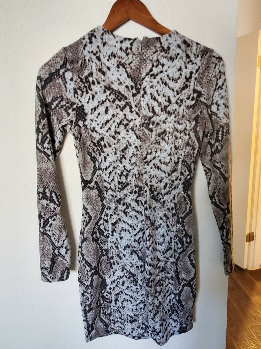 dynamite grey dress gray snake print xs Satin maxi dress