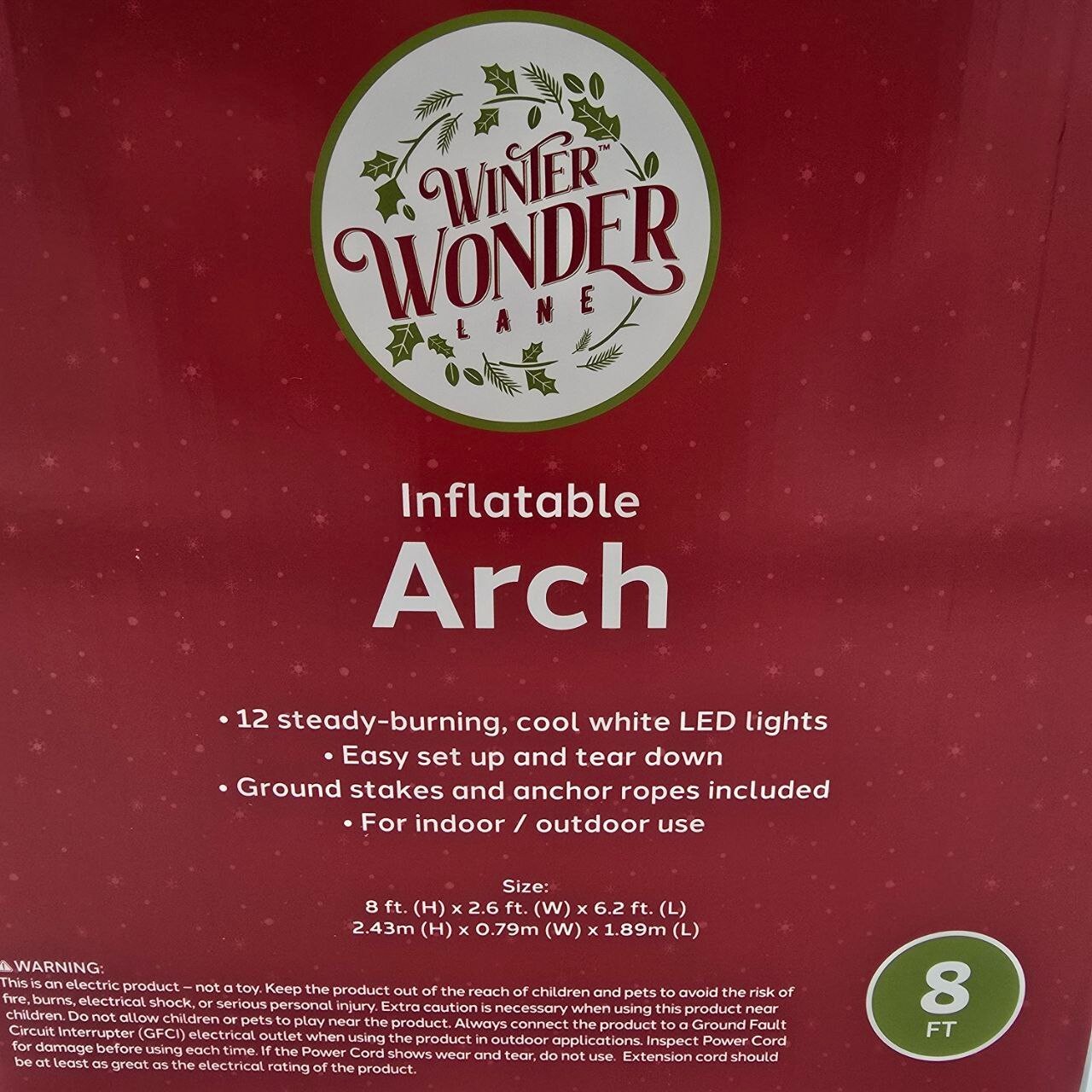 Winter Wonder Lane 8 Ft Inflatable Santa & Snowman Arch Pre-Lit LED Christmas