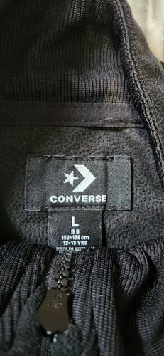 Girl’s CONVERSE Black Velour Zip Jacket L (12-13yrs) - Picture 2 of 5