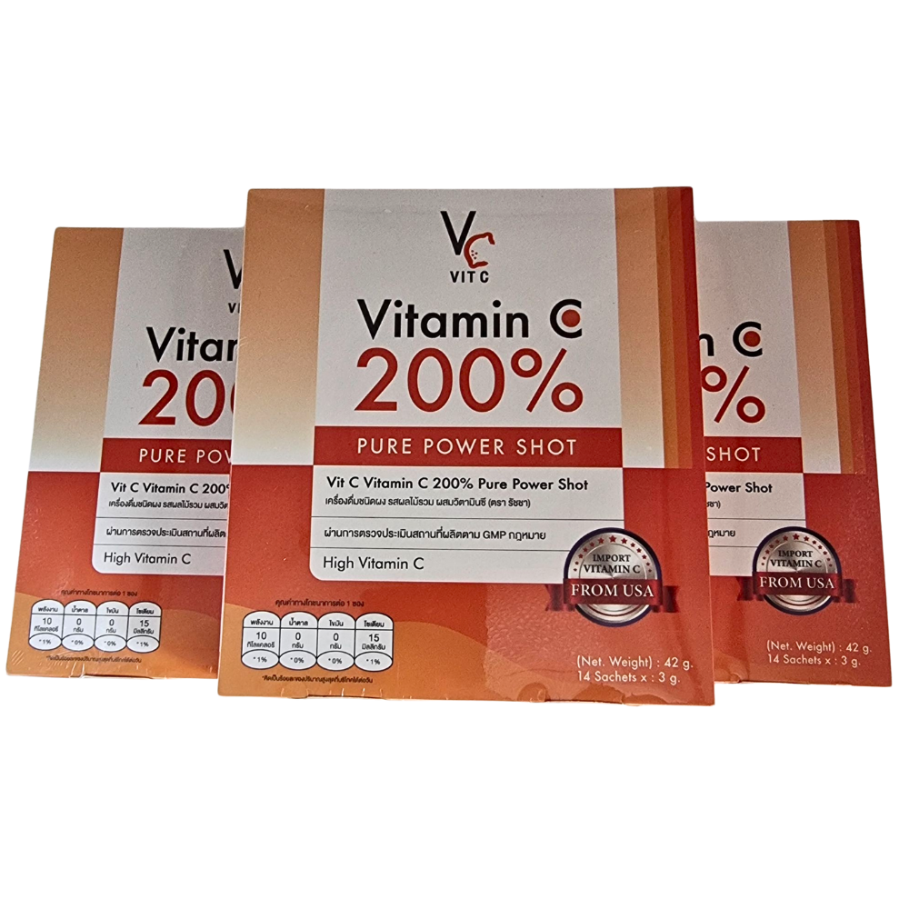 Pure Vitamin C 3箱 Vit C Vitamin C 200% Pure Power Shot Instant Drink Powder Bright