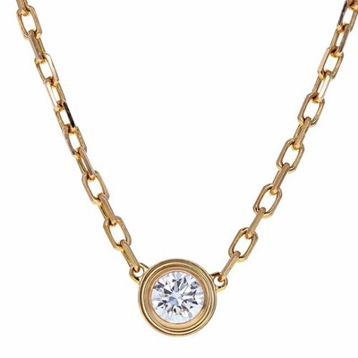 Cartier D'Amour 18k Rose Gold Bezel Diamond Pendant Necklace