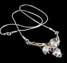 Hagit Gorali Sterling Silver & 14K Yellow Gold Sapphire Pendant Chain Necklace