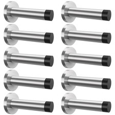 10Pcs 3.5 Inch Heavy Duty Stainless Steel Door Stop With Rubber Tips Bumper