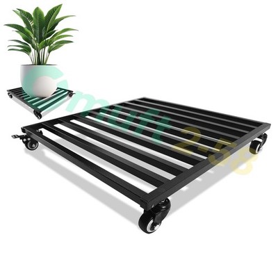 1x 20''*20'' Heavy Duty Black Plant Caddy with Wheels Metal Rolling Plant Stand