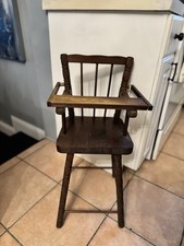 Vintage Handcrafted Solid Wood High Chair With Removable Tray 37"