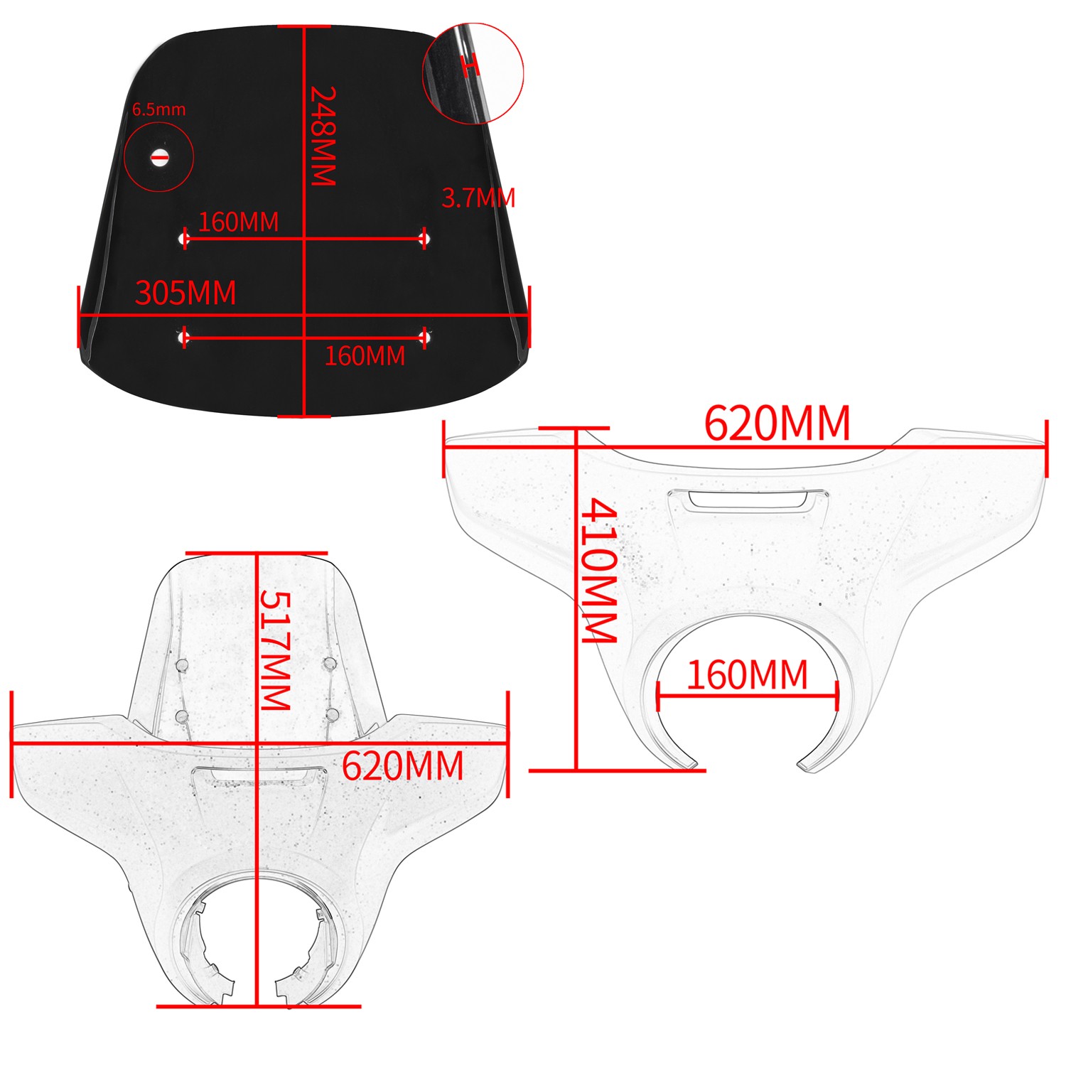 WOLFLINE Headlight Windshield Fairing for Honda Rebel 300 20-2025 500 2017-2025