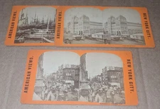 3 New York Stereoviews Shipping Scene Grand Central Depot Broadway Instantaneous
