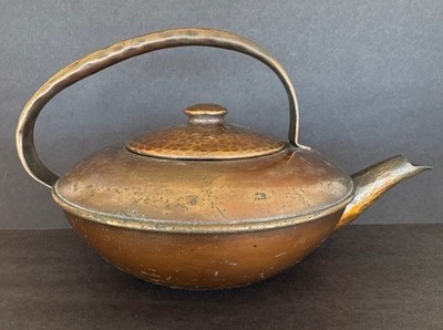 Vtg Craftsman Studios Laguna Beach Hand Wrought Copper Teapot Anvil Mark 311