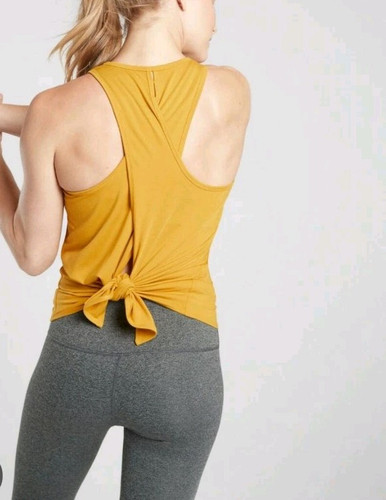 Athleta Essence Vital Tie Back Tank Top Size L Earthen Ochre Sleeveless Yoga Gym