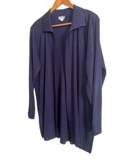 VTG Exclusively Misook Open Tunic Cardigan Navy LS Oversized Small Made In Korea