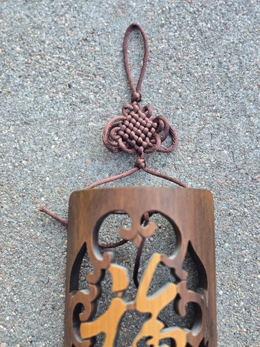 Chinesische dekorative Bambus Holz, graue Kordel Knoten & Quasten 20" Wandbehang Dekor - Bild 5 von 5