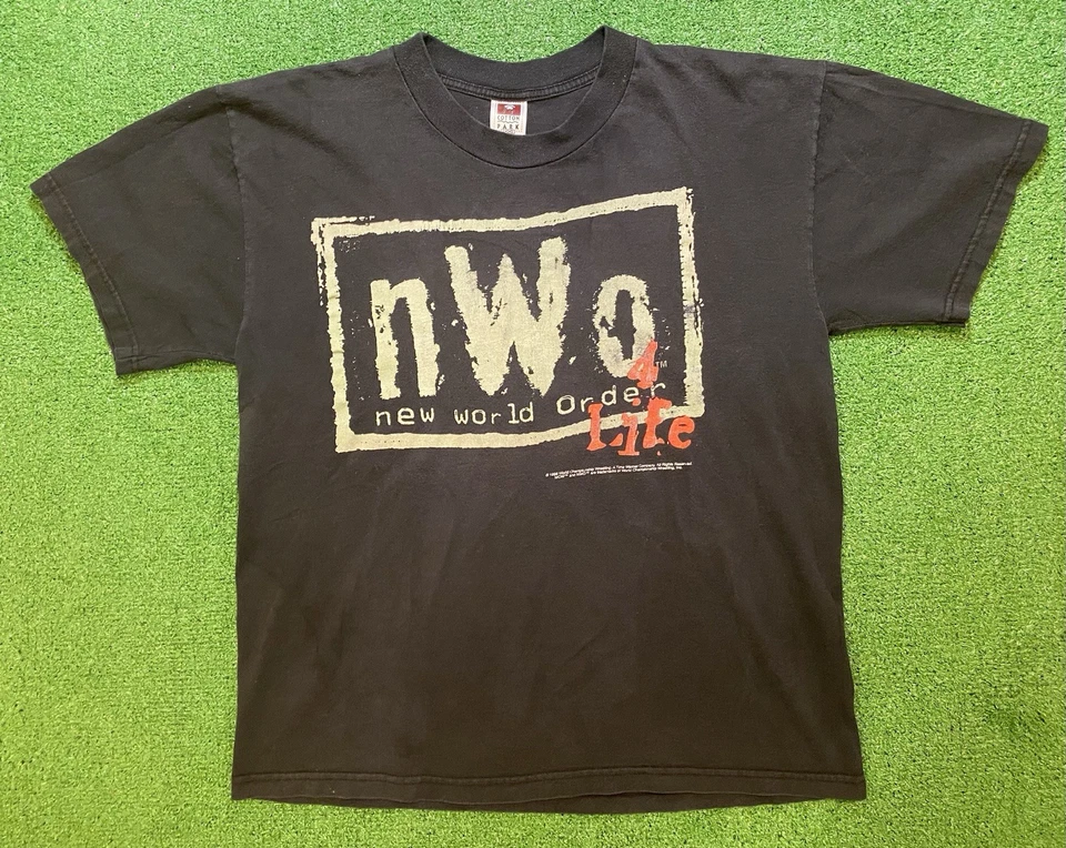 Camiseta De Colección Años 90 Nuevo Orden Mundial 4 Life Para Hombres Grande WWF Lucha Libre 1998 Nuevo Orden Mundial WCW Foto 3 de 4