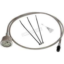 Feuling Parts Chrome/White 0-100 PSI Remote Oil Pressure Gauge Kit - 9044