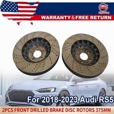 2PCS FRONT DRILLED BRAKE DISC ROTORS 375MM FITS FOR 2018-2023 AUDI RS5