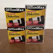40 OfficeMax 1.44 MB Diskettes 3.5" Inch IBM Formatted 4 Box of 10 Floppy Disks