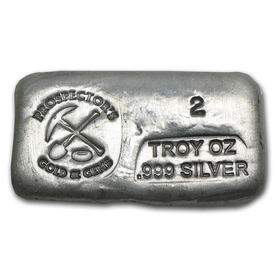 two oz fine silver 純銀2枚、1トロイオンス999、本物、米国 2 oz Hand Poured Silver Bar - PG & G | eBay