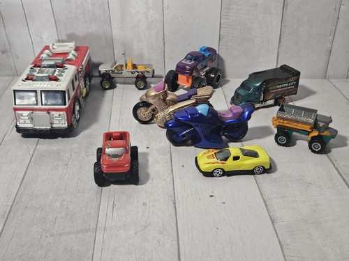 Hot wheels, Matchbox ,Monster Trucks Lot Of Cars (Diecast) Fire Truck Motorcycle