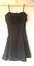 Black chiffon & satin flirty flared evening cocktail party dress size 4 - 8