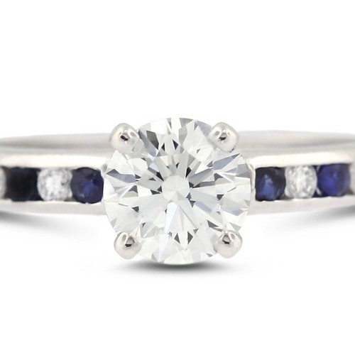 0.93ct D/VS2 Round Natural Certified Diamonds White Gold Classic Side Stone Ring - Picture 12 of 21
