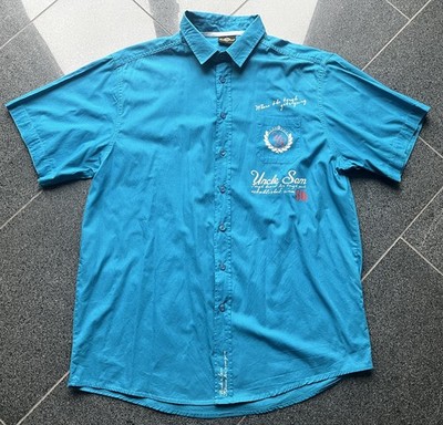 Cooles Uncle Sam Herren Männer Kurzarm Hemd Oberteil Shirt Gr.L Freizeit Casual
