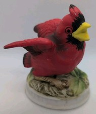 Vintage Lefton Red CardinalBird Hand Painted Porcelain Figurine KW1637 