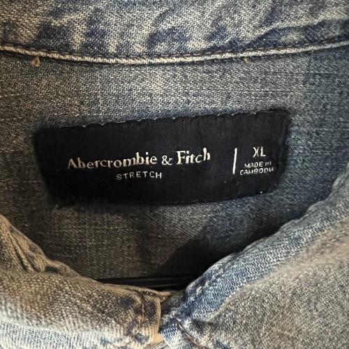 Abercrombie & Fitch A&F Men's Western Denim Pearl Button Shirt XL Extra Large - Bild 9 von 12