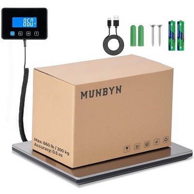 Postwaage Paketwaage 300kg/660lb Digital Abnehmbares Display USB-C Tara Hold
